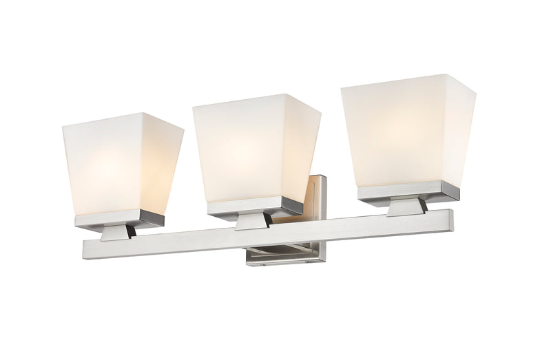 Astor 3 Light 23" Vanity, Etched Opal Shade in Brushed Nickel