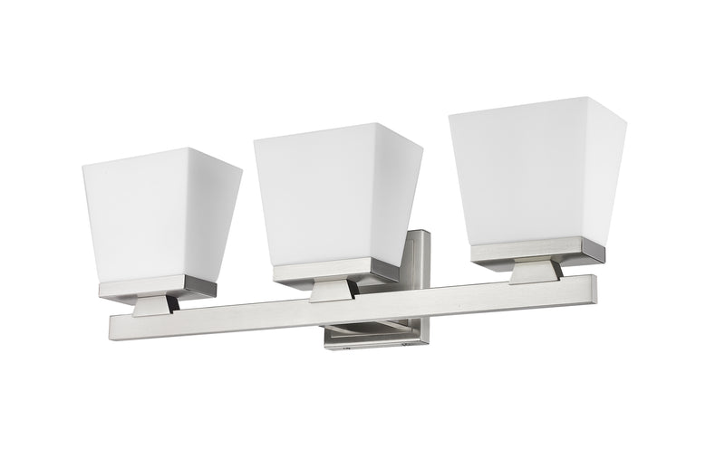 Astor 3 Light 23" Vanity, Etched Opal Shade in Brushed Nickel