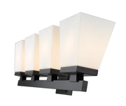 Astor 4 Light 29" Vanity, Etched Opal Shade in Matte Black
