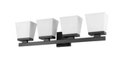 Astor 4 Light 29" Vanity, Etched Opal Shade in Matte Black