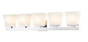 Astor 5 Light 36" Vanity, Etched Opal Shade in Chrome