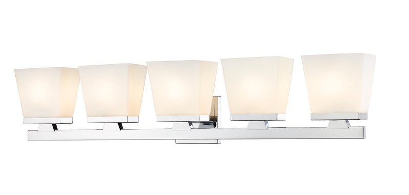 Astor 5 Light 36" Vanity, Etched Opal Shade in Chrome
