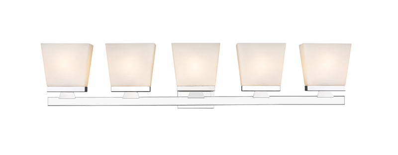 Astor 5 Light 36" Vanity, Etched Opal Shade in Chrome