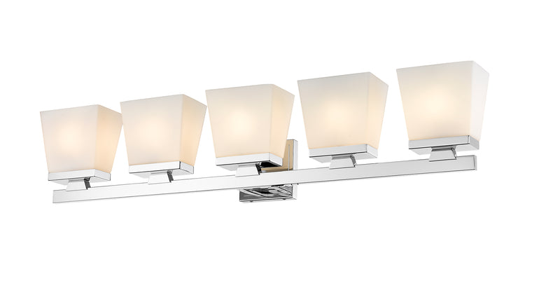 Astor 5 Light 36" Vanity, Etched Opal Shade in Chrome