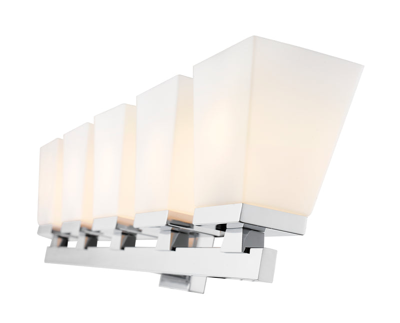 Astor 5 Light 36" Vanity, Etched Opal Shade in Chrome
