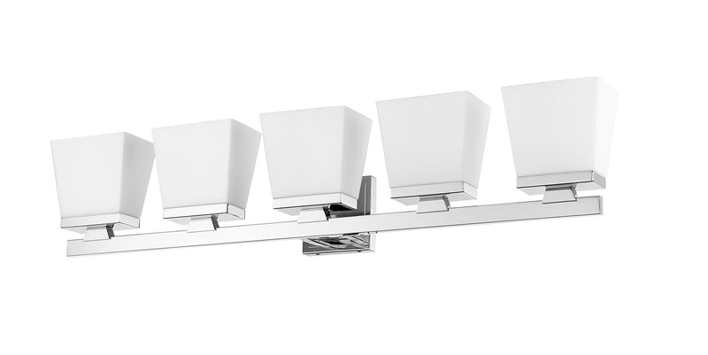 Astor 5 Light 36" Vanity, Etched Opal Shade in Chrome