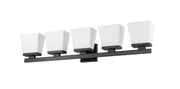 Astor 5 Light 36" Vanity, Etched Opal Shade in Matte Black