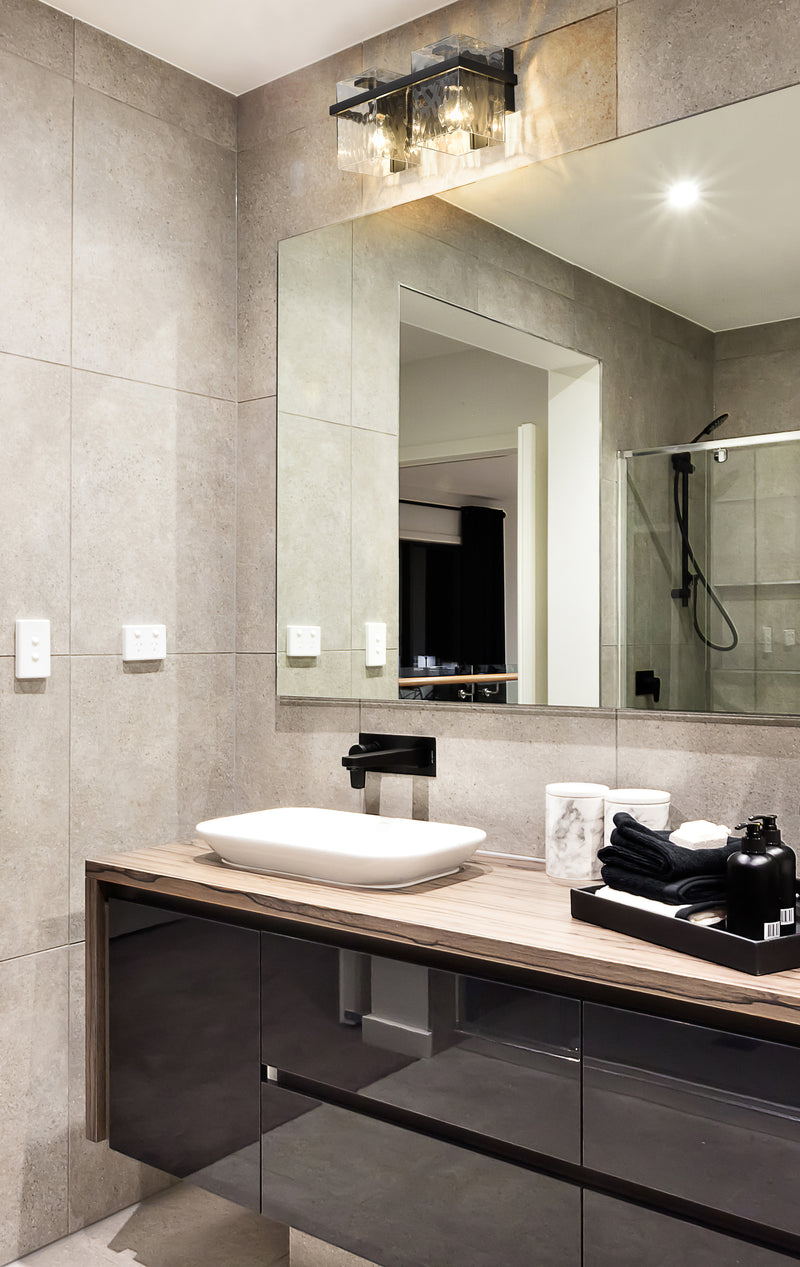 Bennington 2 Light 14.25" Vanity in Matte Black in a room setting