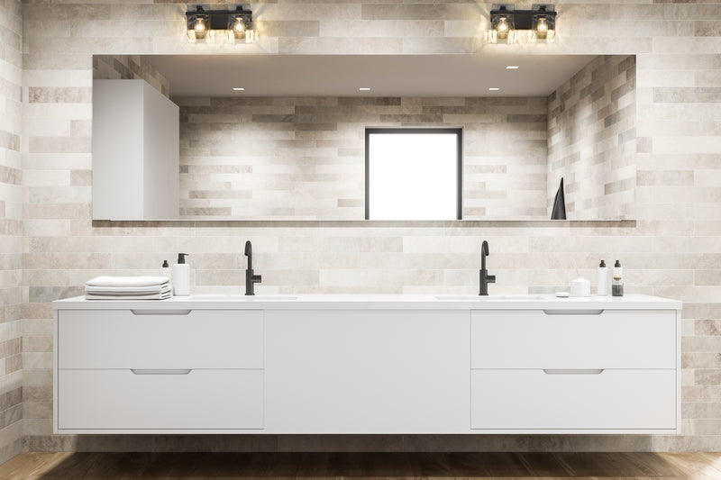 Bennington 2 Light 14.25" Vanity in Matte Black in a room setting