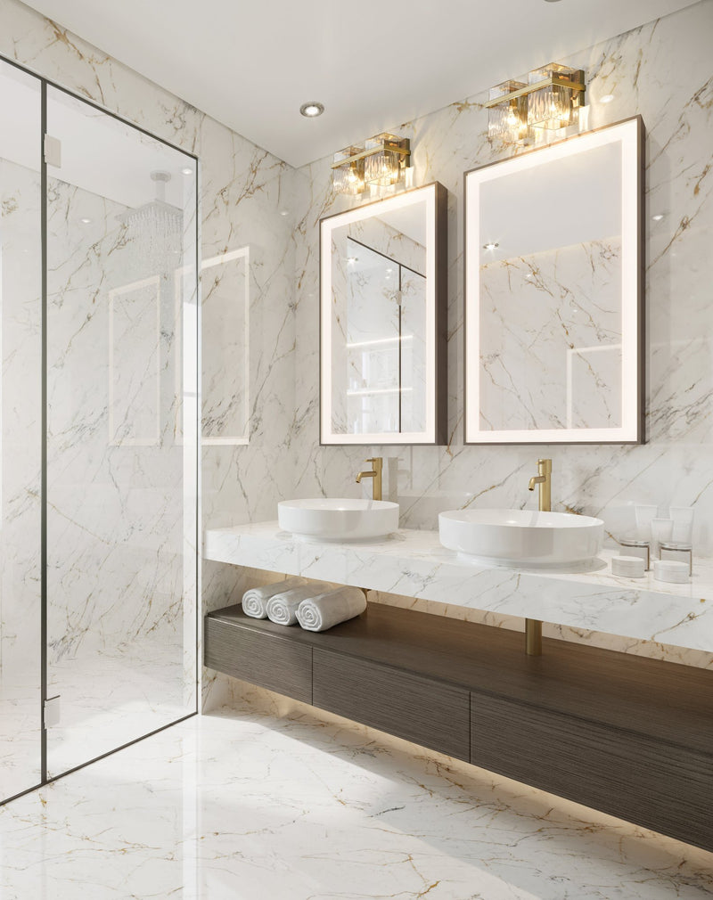 Bennington 2 Light 14.25" Vanity in Modern Gold in a room setting