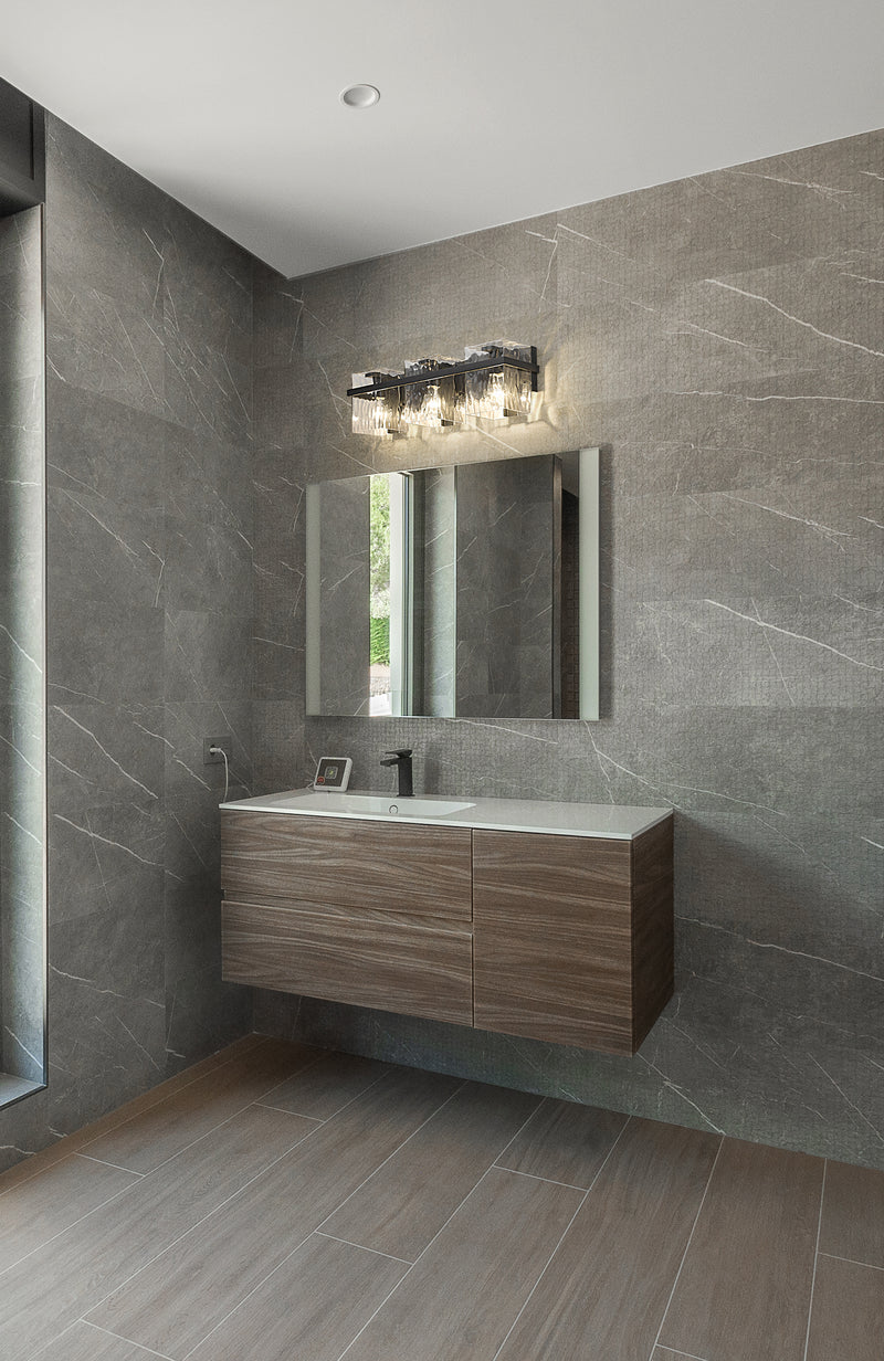 Bennington 3 Light 22.25" Vanity in Matte Black in a room setting