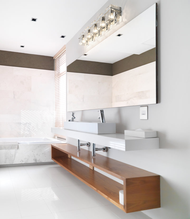 Bennington 5 Light 36.25" Vanity in Chrome in a room setting