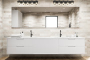 Bennington 5 Light 36.25" Vanity in Matte Black in a room setting