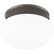 Fitter 2-Light White Glass Flush Mount in Antique Bronze