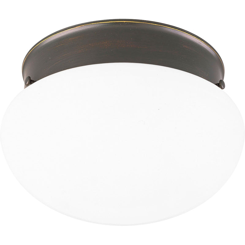 Fitter 2-Light White Glass Flush Mount in Antique Bronze