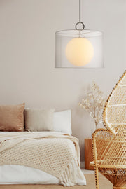 Arosia 1 Light 20" Pendant in White in a room setting