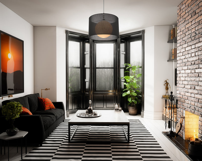 Arosia 1 Light 24" Pendant in Black in a room setting