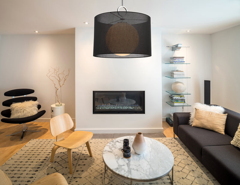 Arosia 1 Light 24" Pendant in Black in a room setting