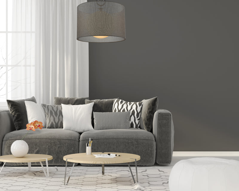 Arosia 1 Light 24" Pendant in Gray in a room setting