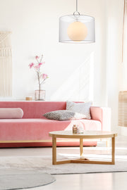 Arosia 1 Light 24" Pendant in White in a room setting