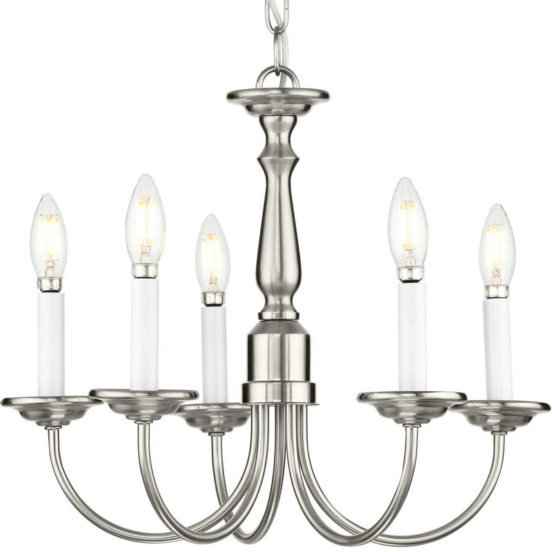 5-Light 17.5" Candle Chandelier in Brushed Nickel
