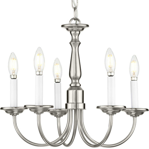 5-Light 17.5" Candle Chandelier in Brushed Nickel