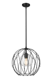 Elle 1 Light 16" Pendant in Matte Black