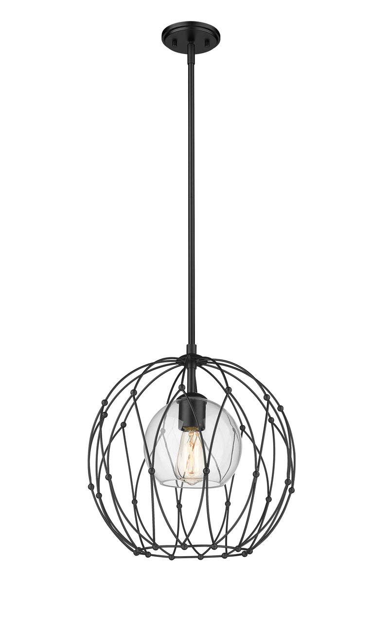 Elle 1 Light 16" Pendant in Matte Black