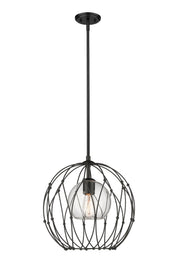 Elle 1 Light 16" Pendant in Matte Black