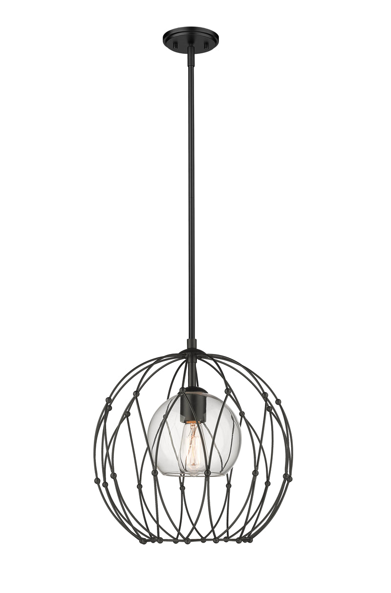 Elle 1 Light 16" Pendant in Matte Black