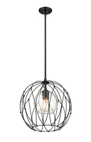 Elle 1 Light 16" Pendant in Matte Black