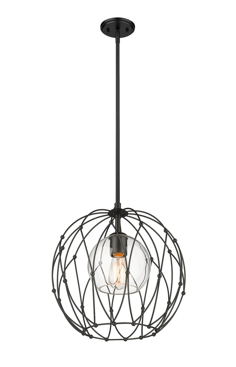 Elle 1 Light 16" Pendant in Matte Black