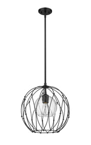 Elle 1 Light 16" Pendant in Matte Black