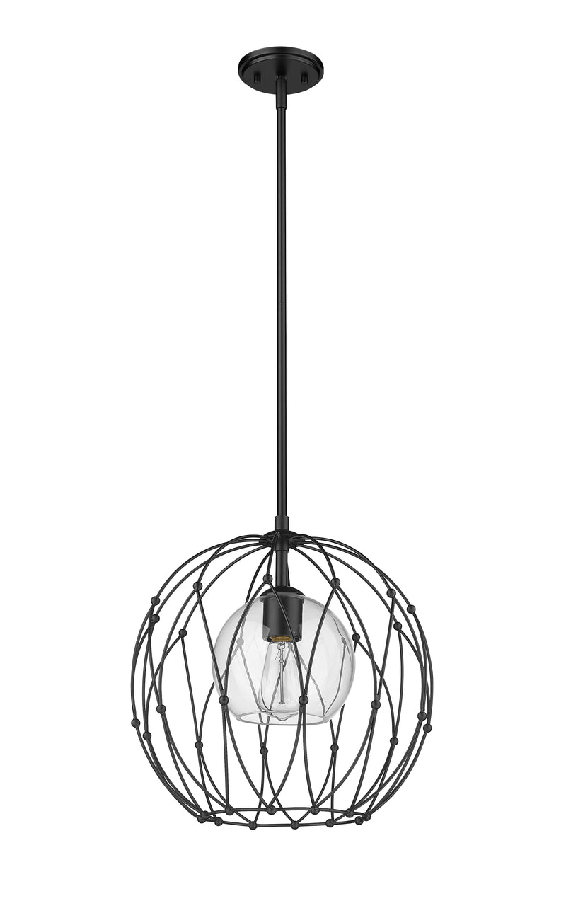 Elle 1 Light 16" Pendant in Matte Black