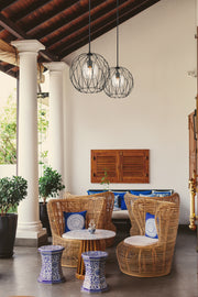 Elle 1 Light 16" Pendant in Matte Black in a room setting