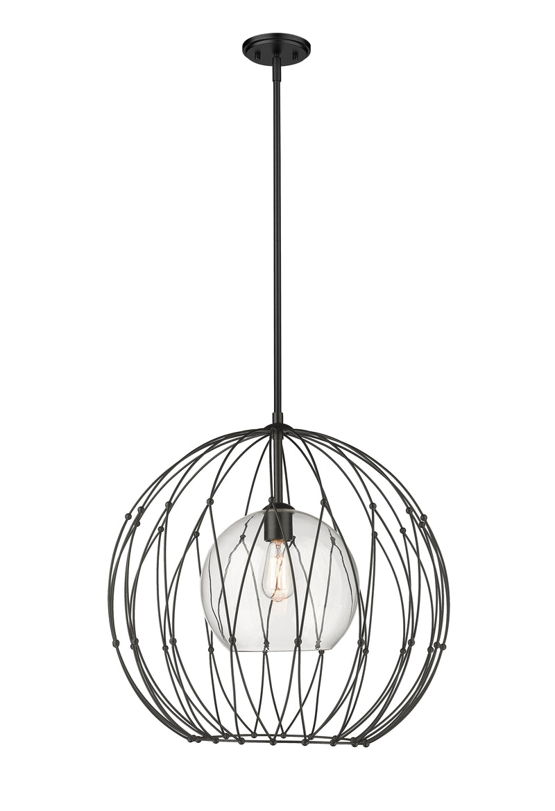 Elle 1 Light 24" Pendant in Matte Black