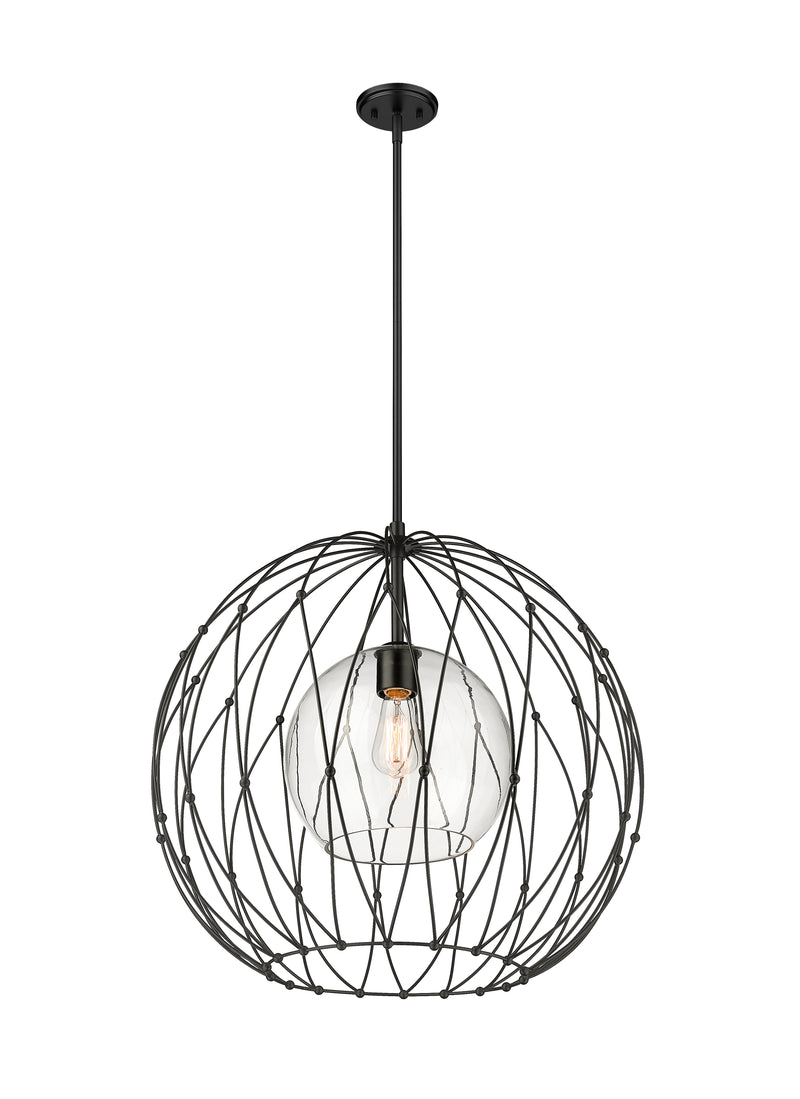 Elle 1 Light 24" Pendant in Matte Black