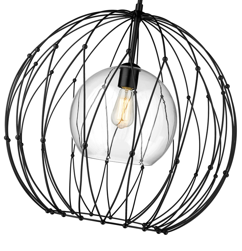 Elle 1 Light 24" Pendant in Matte Black