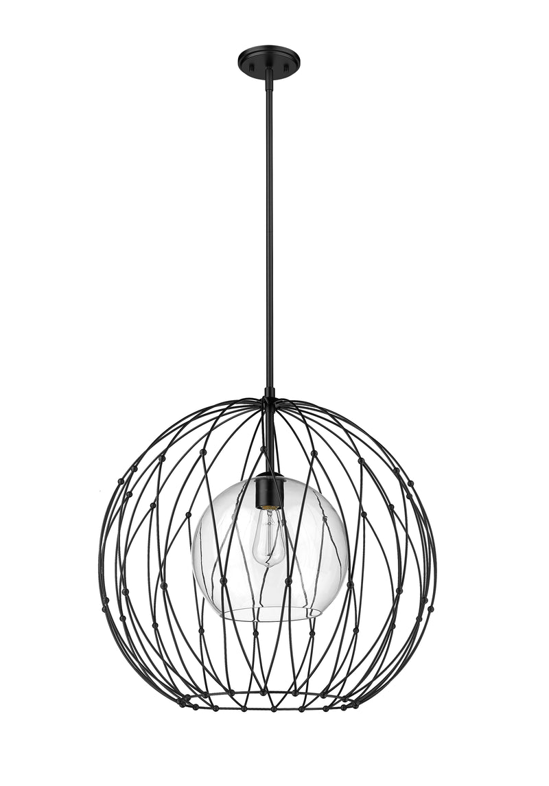Elle 1 Light 24" Pendant in Matte Black