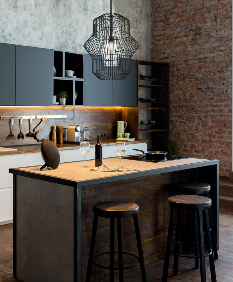 Orsay 1 Light 24" Pendant in Matte Black in a room setting