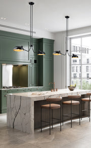 Bellamy 2 Light 46" Linear Pendant in Matte Black in a room setting