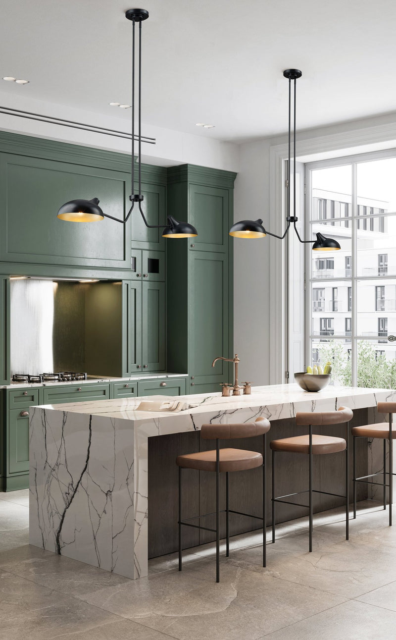 Bellamy 2 Light 46" Linear Pendant in Matte Black in a room setting