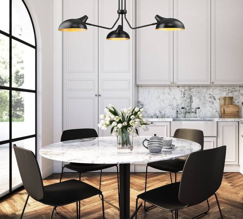 Bellamy 3 Light 46" Pendant in Matte Black in a room setting