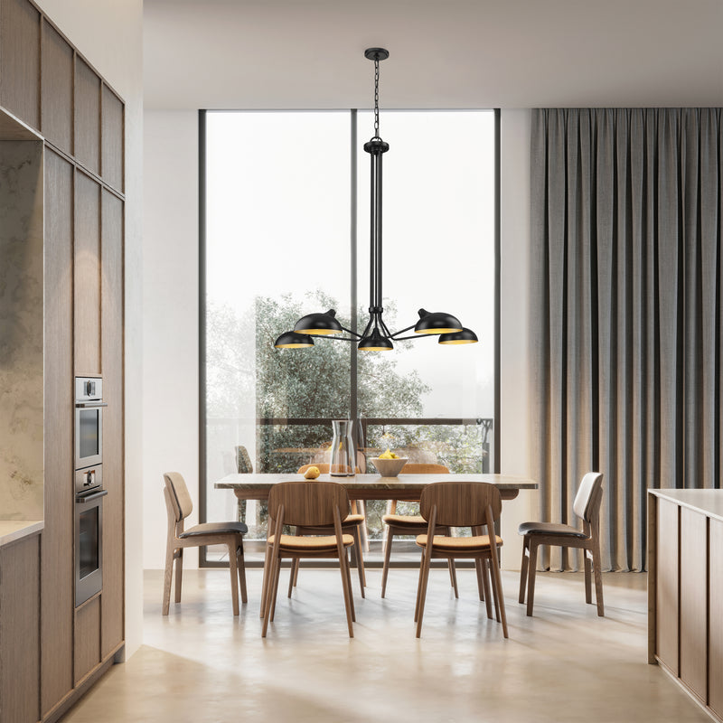 Bellamy 5 Light 52" Pendant in Matte Black in a room setting