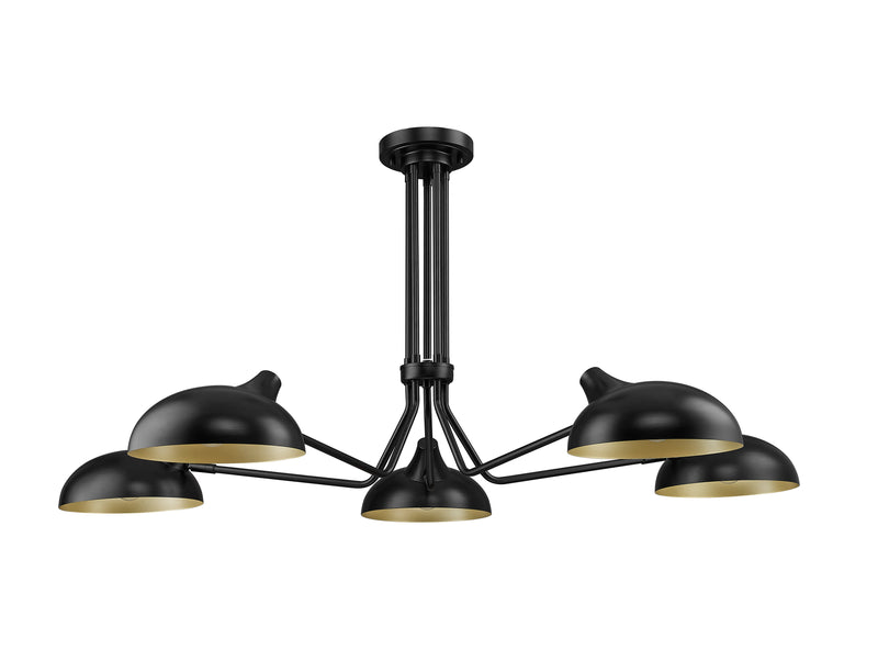 Bellamy 5 Light 52" Semi Flush Mount in Matte Black
