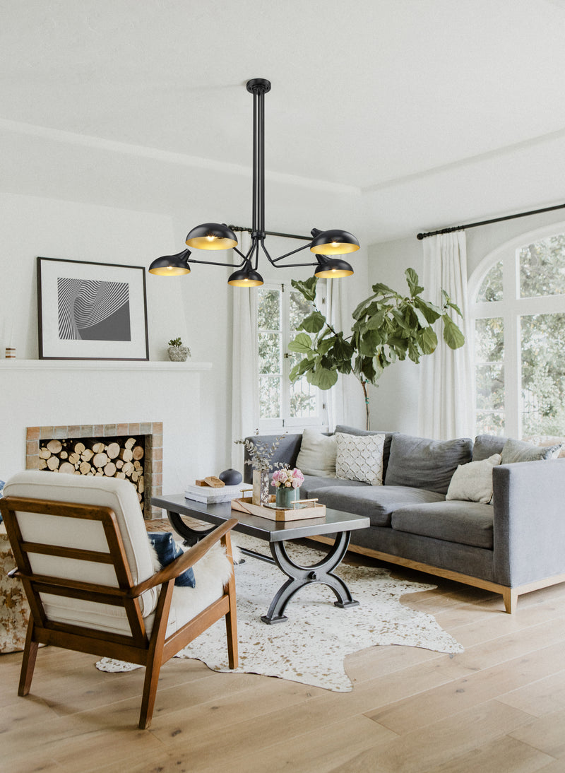 Bellamy 5 Light 52" Semi Flush Mount in Matte Black in a room setting