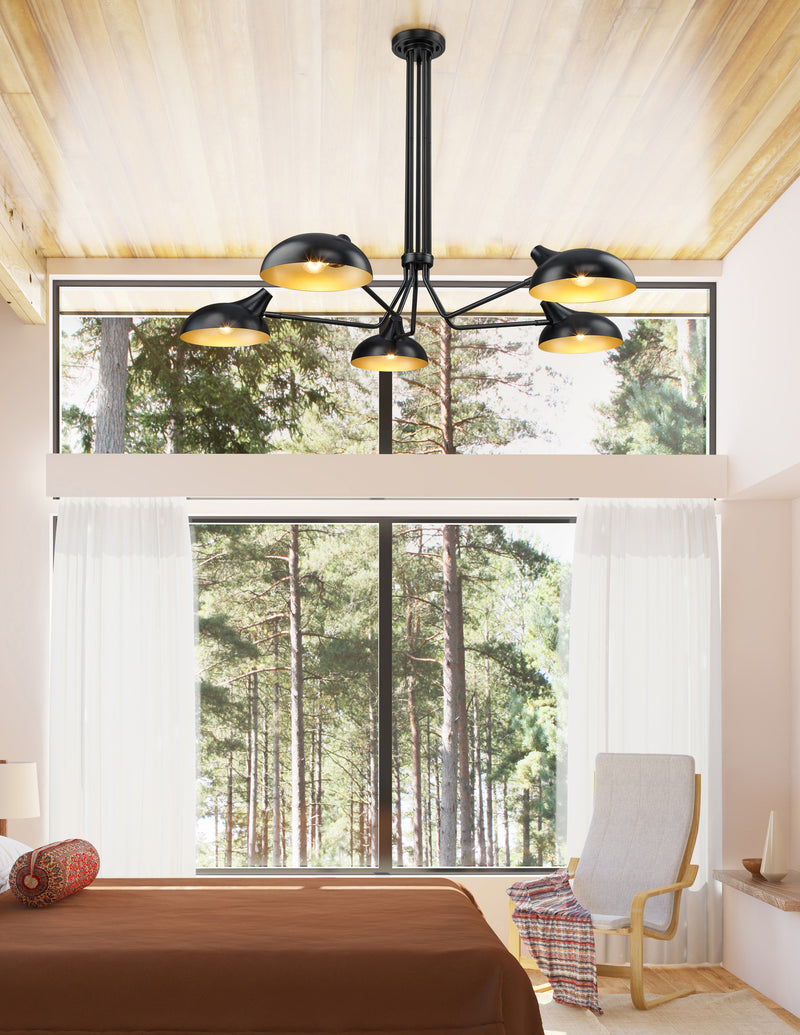 Bellamy 5 Light 52" Semi Flush Mount in Matte Black in a room setting