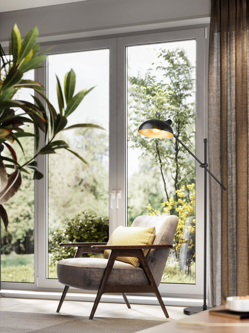 Bellamy 1 Light 12.75" Floor Lamp in Matte Black in a room setting