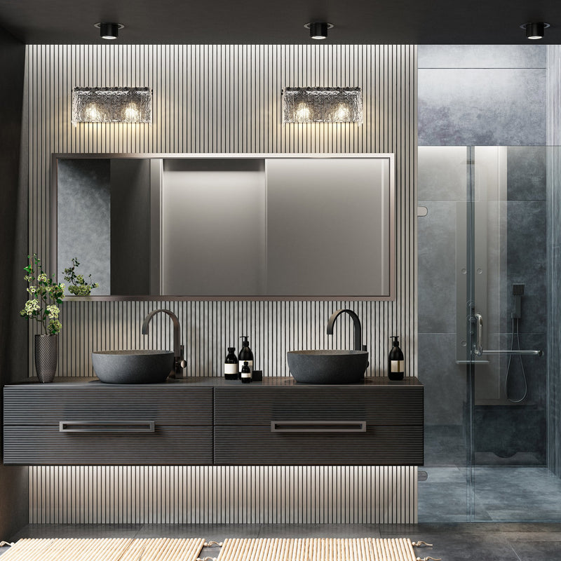 Glacier 2 Light 15" Vanity in Matte Black in a room setting
