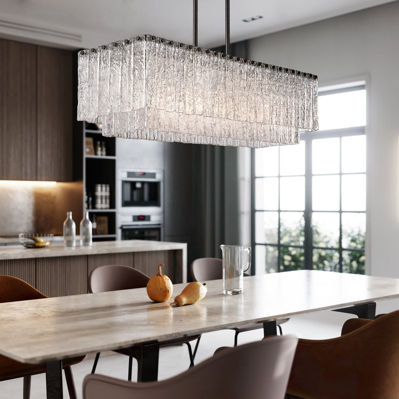 Glacier 5 Light 42.75" Linear Pendant in Matte Black in a room setting